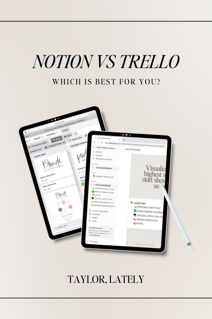 Trello vs Notion Which is better for you? Taylor, Lately